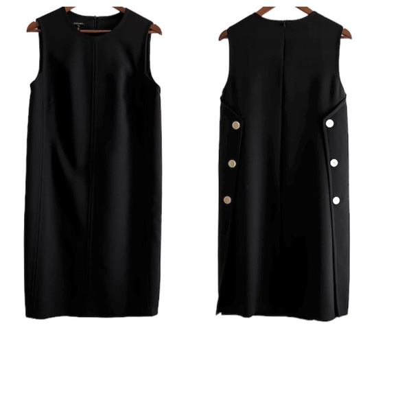 Escada 100% Virgin Wool Sleeveless Side/Back Button Dress 40 (US M-10)